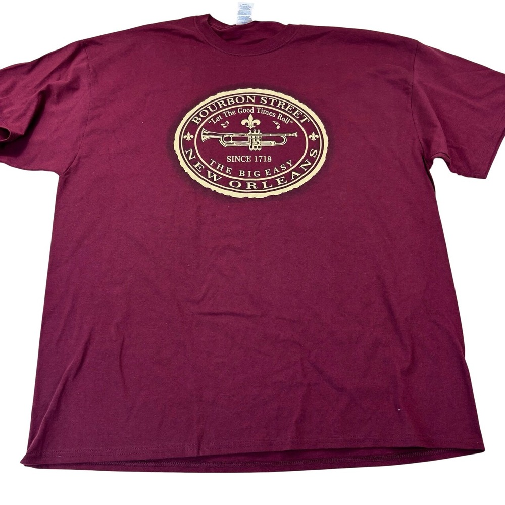 New Orleans Louisiana Bourbon Street Big‎ Easy Graphic Tee 2XL Burgundy
